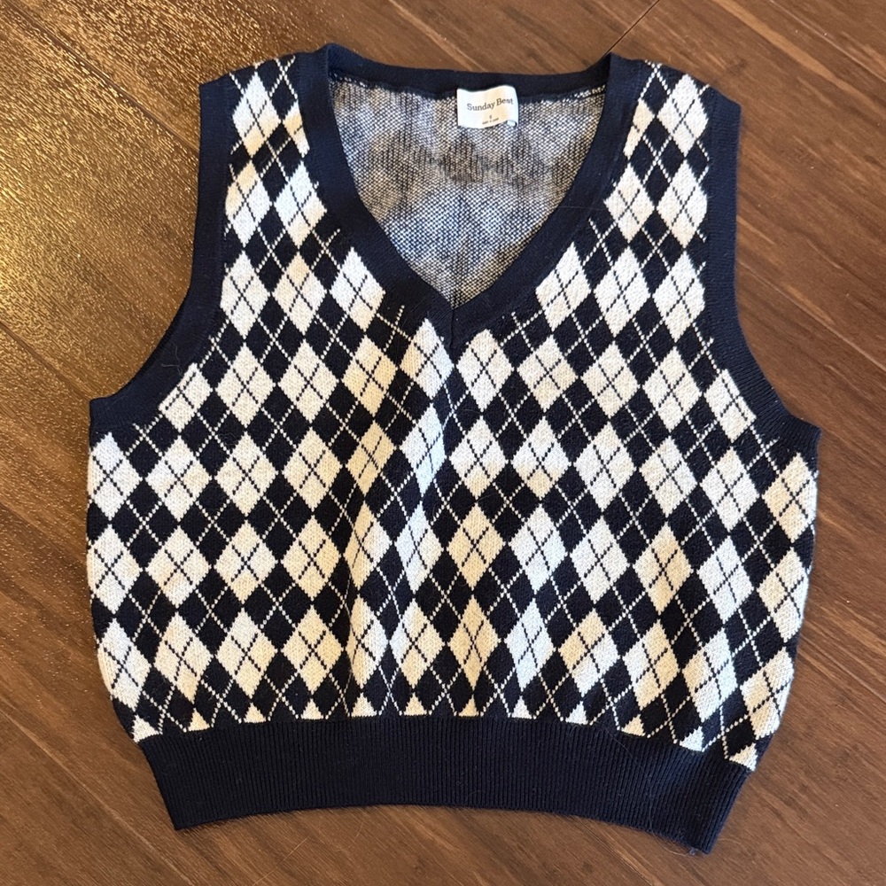 Aritzia Sunday Best navy & white sweater vest
